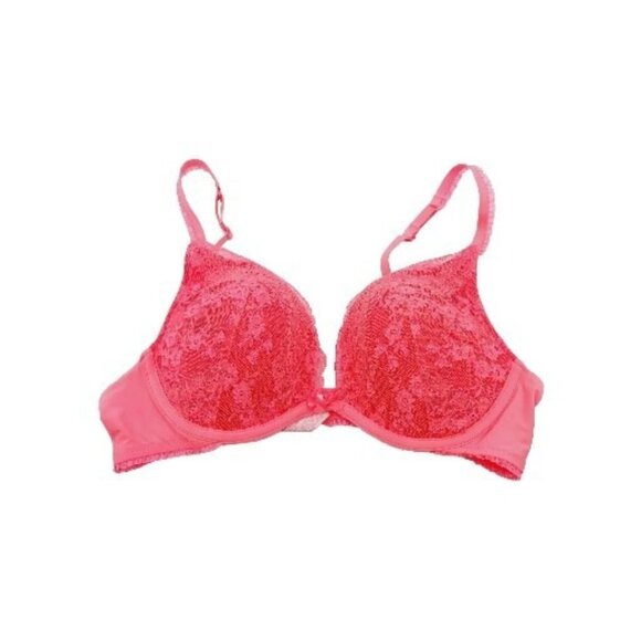 Victoria's Secret Push Up Bra Size 36B Pigeonnant Lace Floral Underwire - Picture 1 of 5